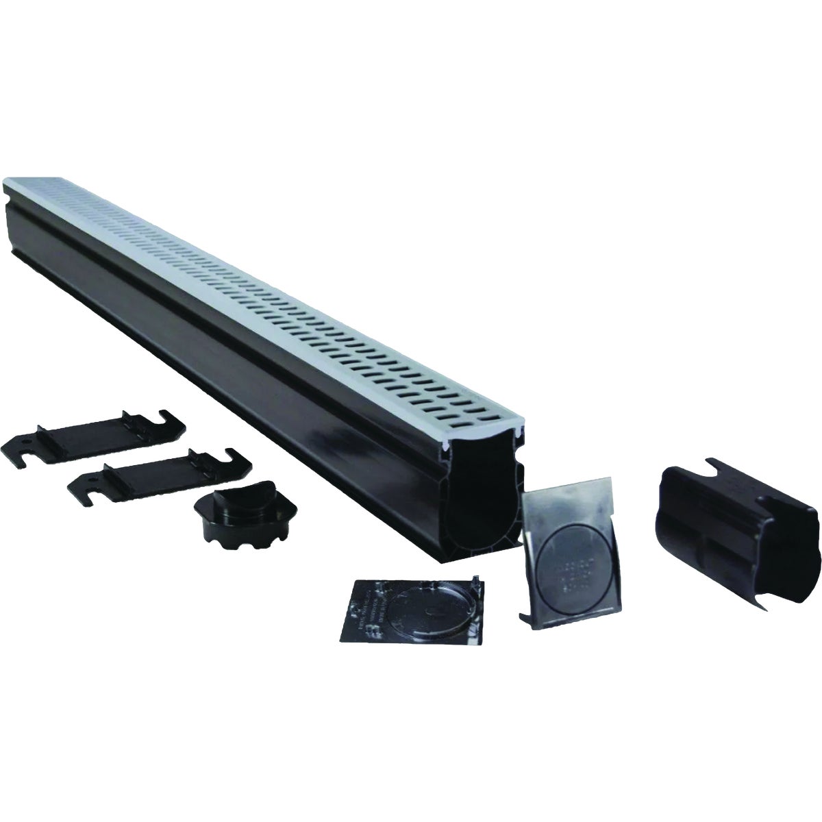 NDS 2-1/4 In. x 6 Ft. Gray PVC Slim Channel Drain Kit Image 1