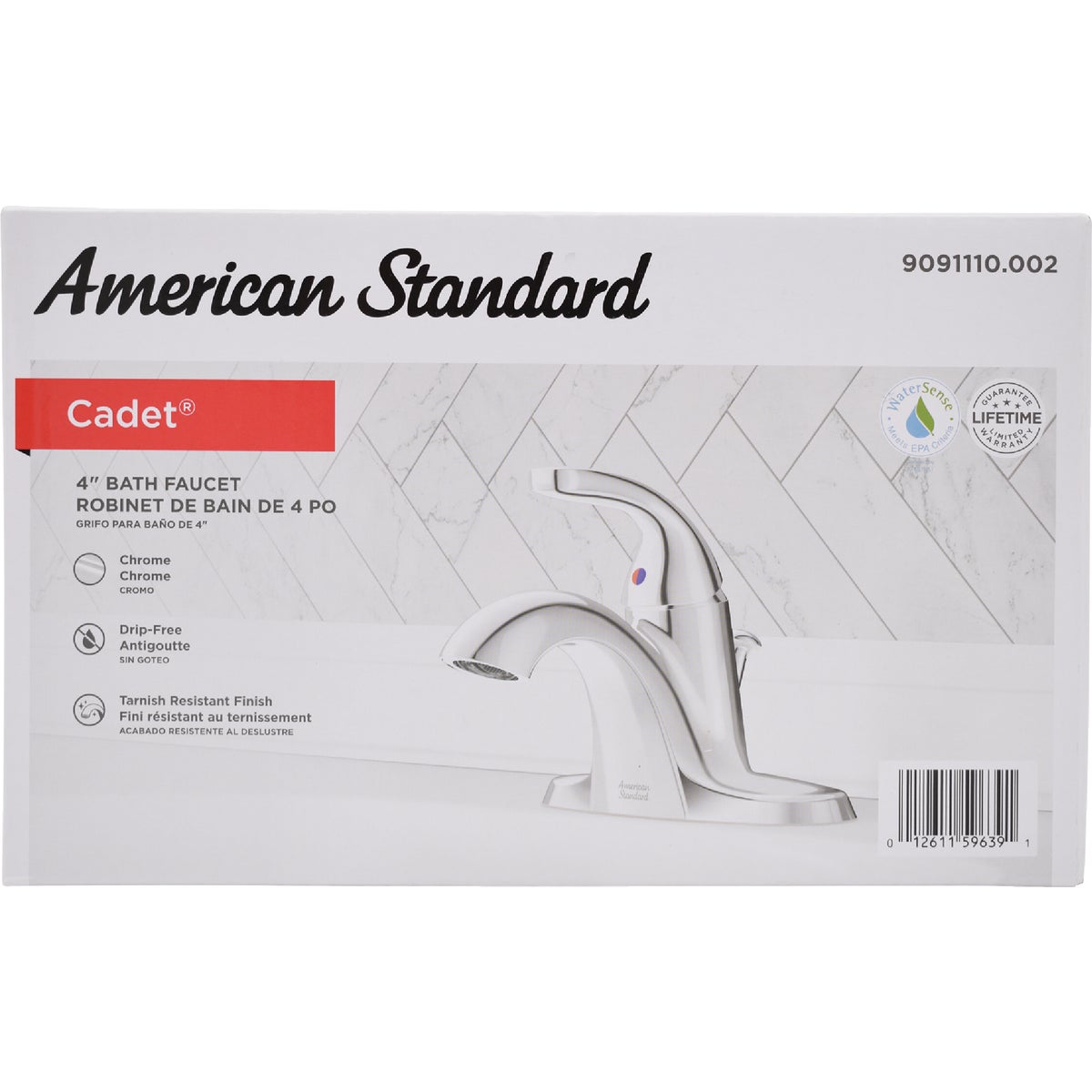 American Standard Cadet Chrome 1-Handle Lever 4 In. Centerset Bathroom Faucet with Pop-Up Image 2