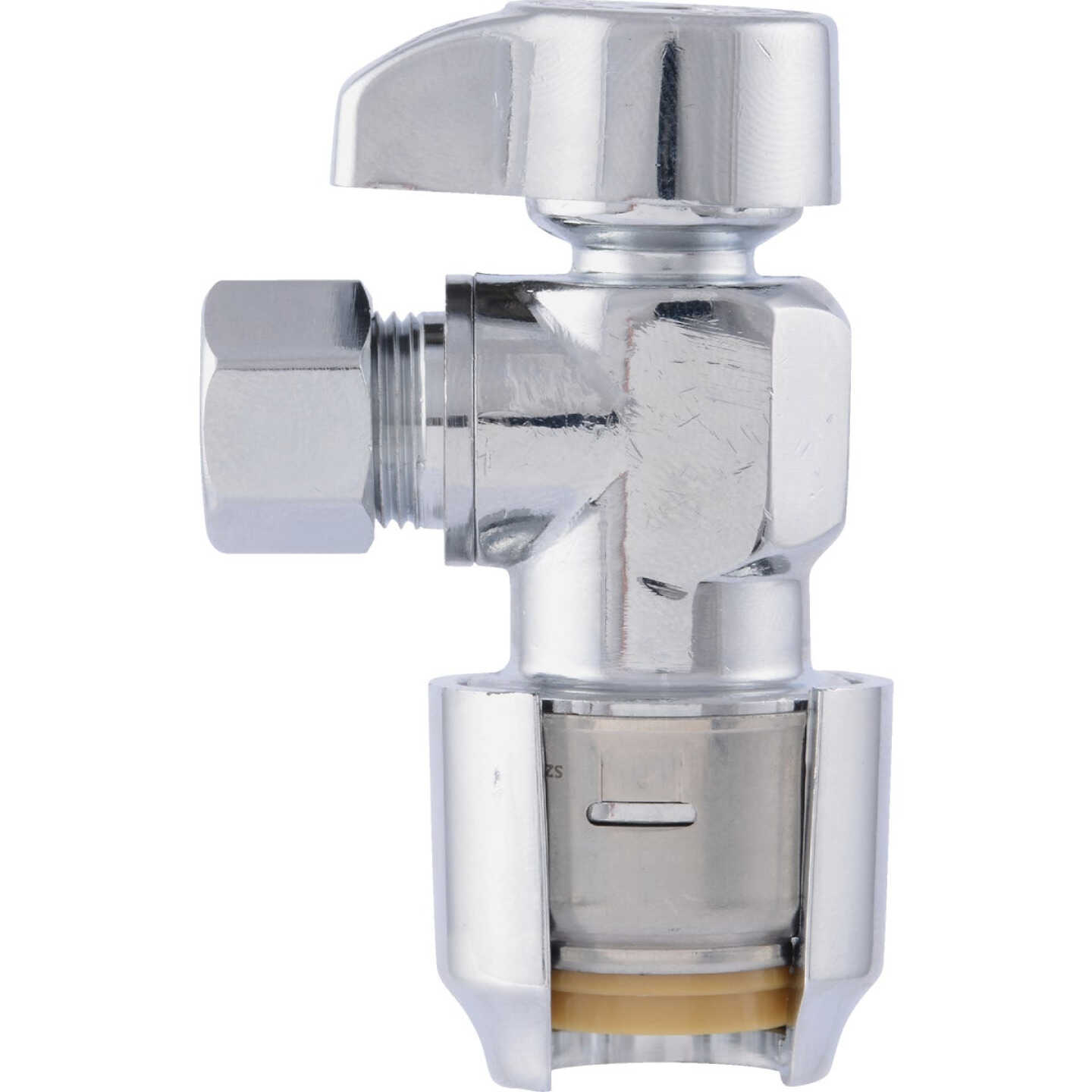 SharkBite 1/2 In. Push-to-Connect x 3/8 In. OD Compression Chrome-Plated Brass Quarter Turn Angle Valve (4-Pack) Image 8