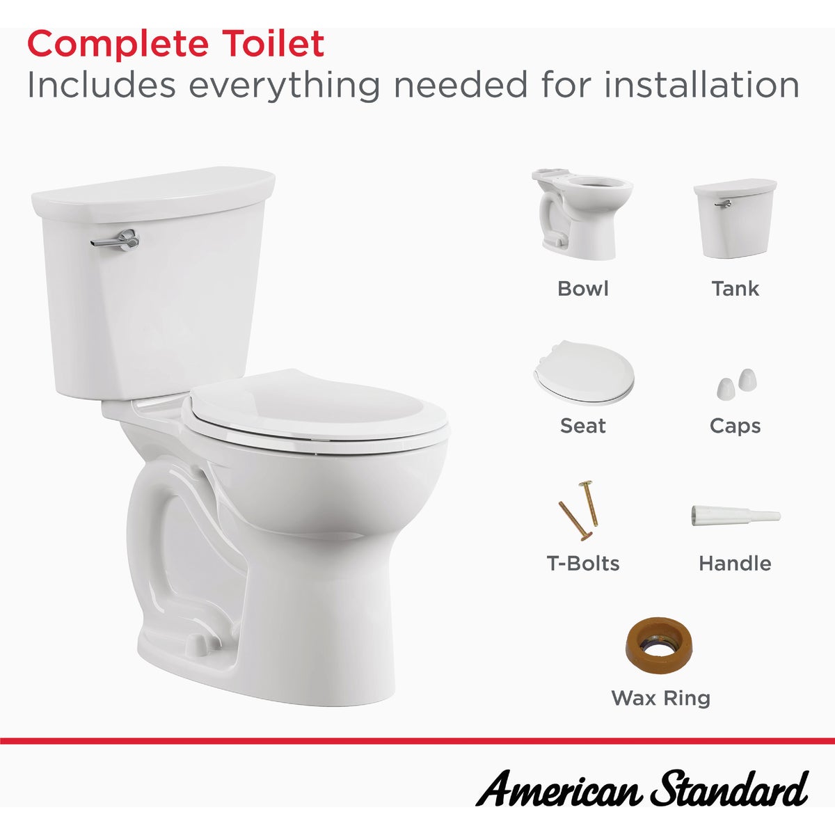 American Standard Cadet 10 In. Rough-In White Chair Height Round Bowl 1.28 GPF Toilet Image 2
