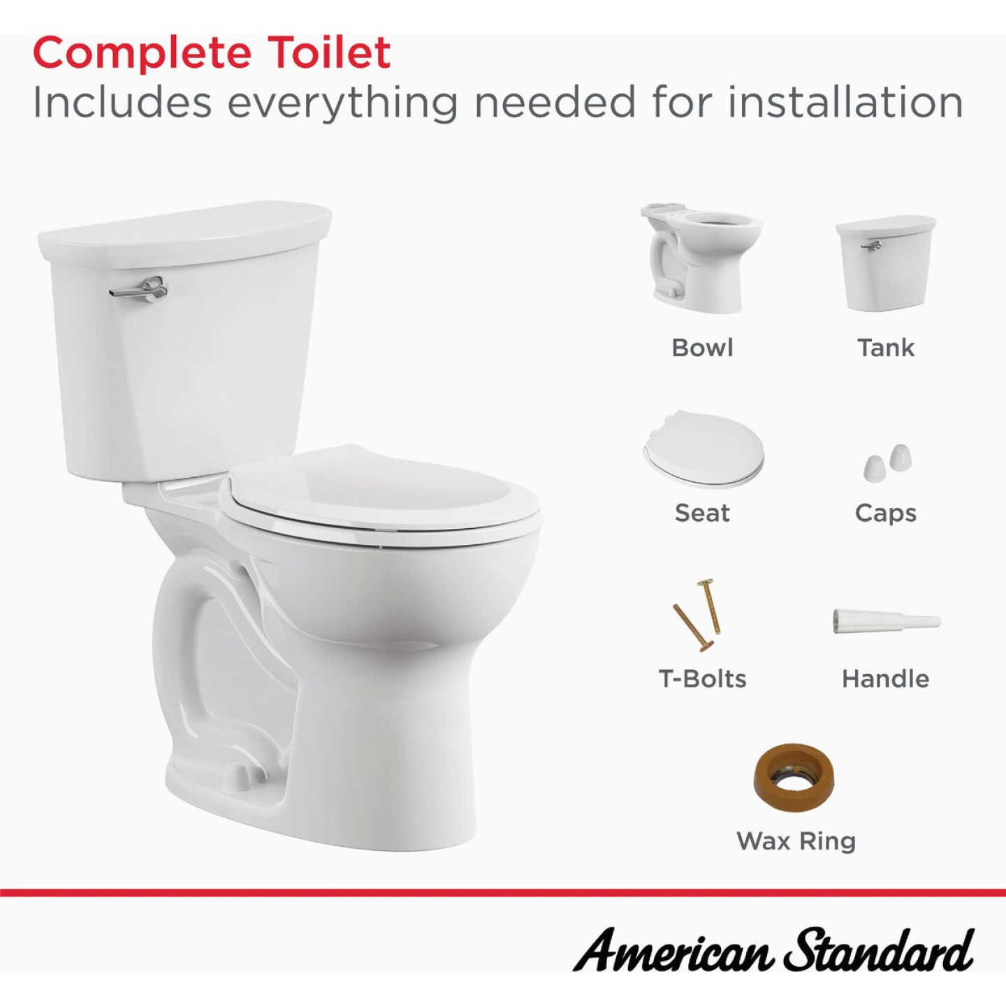 American Standard Cadet 10 In. Rough-In White Chair Height Round Bowl 1.28 GPF Toilet Image 2