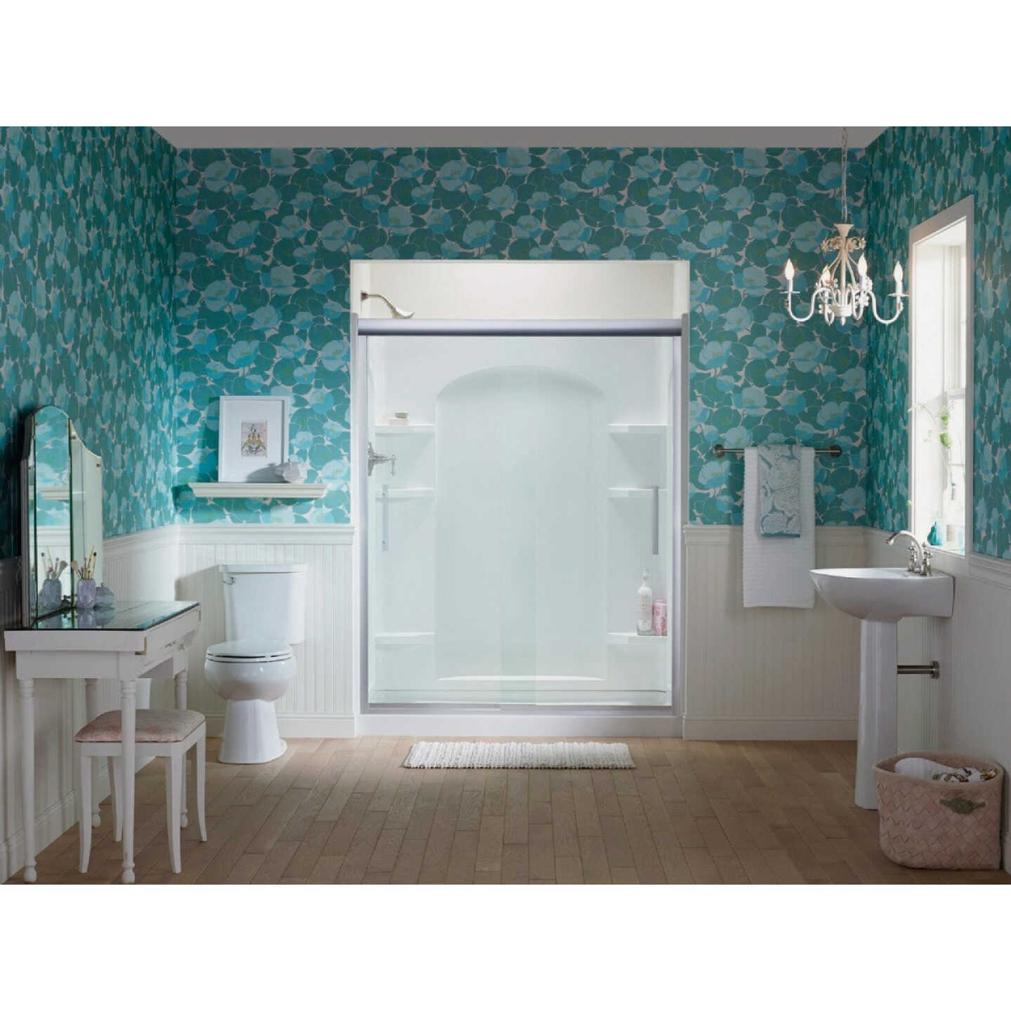 Sterling Ensemble 48 In. W. x 72-1/2 In. H. White Vikrell Shower Back Wall Image 2