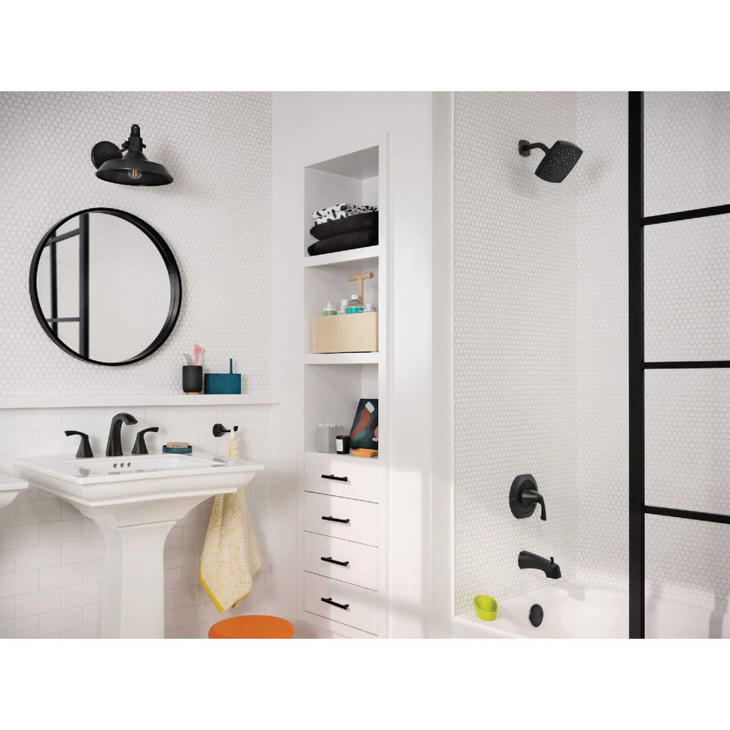 Moen Lindor Posi-Temp 1-Handle Lever Tub & Shower Faucet, Matte Black Image 4