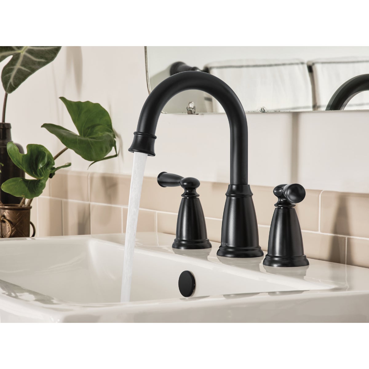 Moen Banbury 2-Handle Lever Widespread Bathroom Faucet, Matte Black Image 4