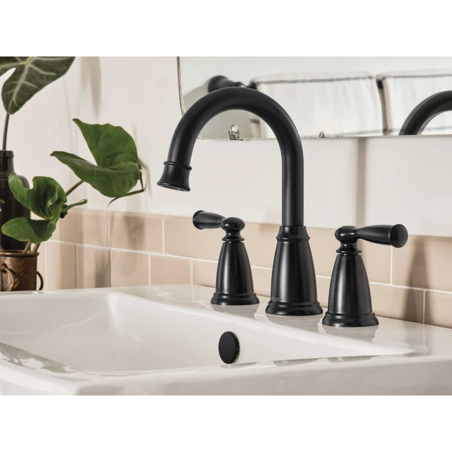 Moen Banbury 2-Handle Lever Widespread Bathroom Faucet, Matte Black Image 2