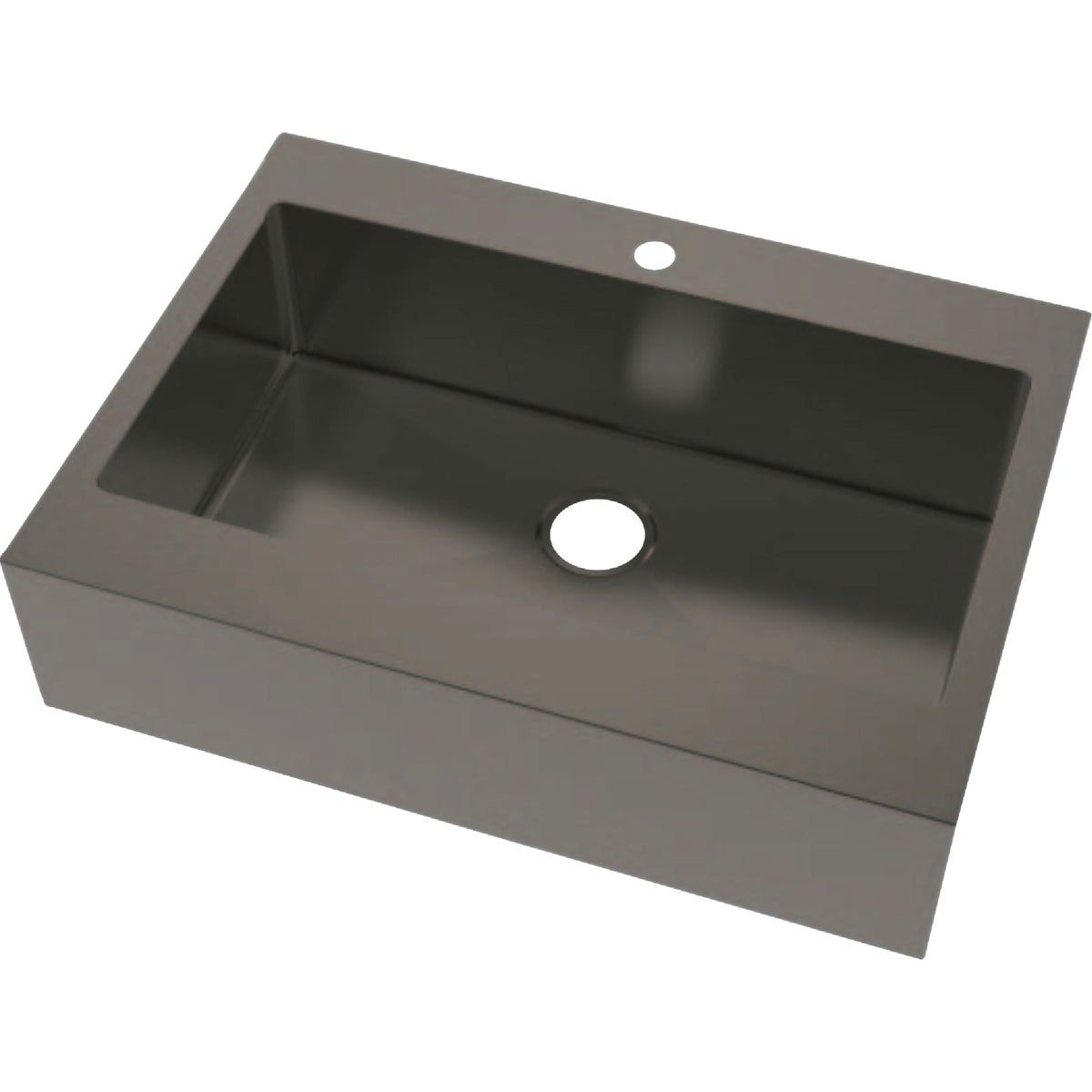 Compass Manufacturing Single Bowl 33 In. x 24 In. x 8 In. Black Stainless Steel Retrofit Dual Mount Flat Front Apron Farm Sink