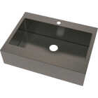 Compass Manufacturing Single Bowl 33 In. x 24 In. x 8 In. Black Stainless Steel Retrofit Dual Mount Flat Front Apron Farm Sink Image 1