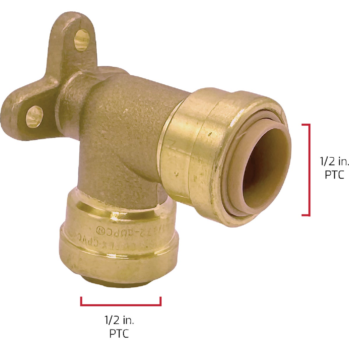 QuickFitting 1/2 In. x 1/2 In. Push-to-Connect Brass 90 Deg Drop Ear Elbow Image 4