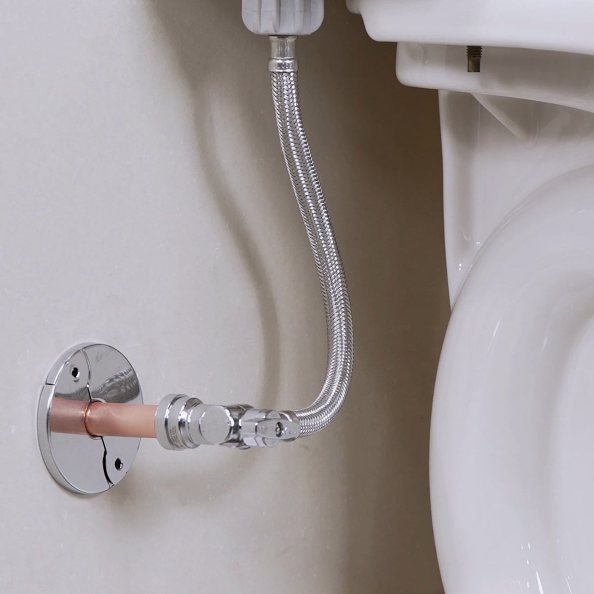 QuickFitting 1/2 In. Push-to-Connect x 3/8 In. O.D. Compression Chrome Plated Brass Quarter-Turn Angle Stop Valve Image 2