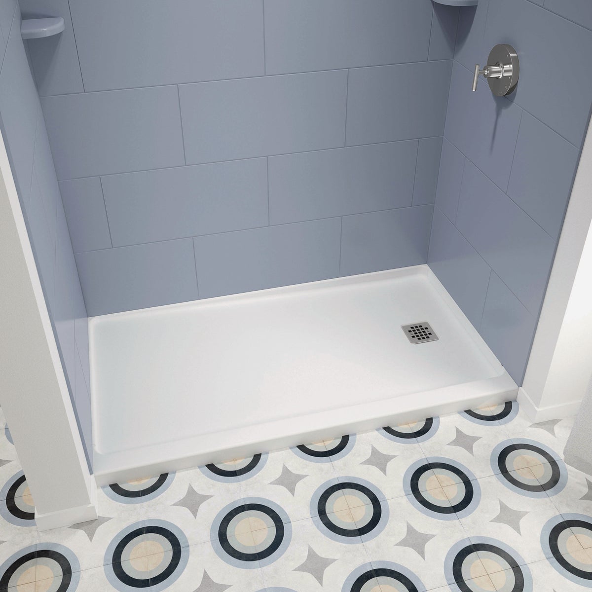 Bootz ShowerCast 6032 60 In. W. x 32 In. D. Right Drain Shower Floor in White Image 3