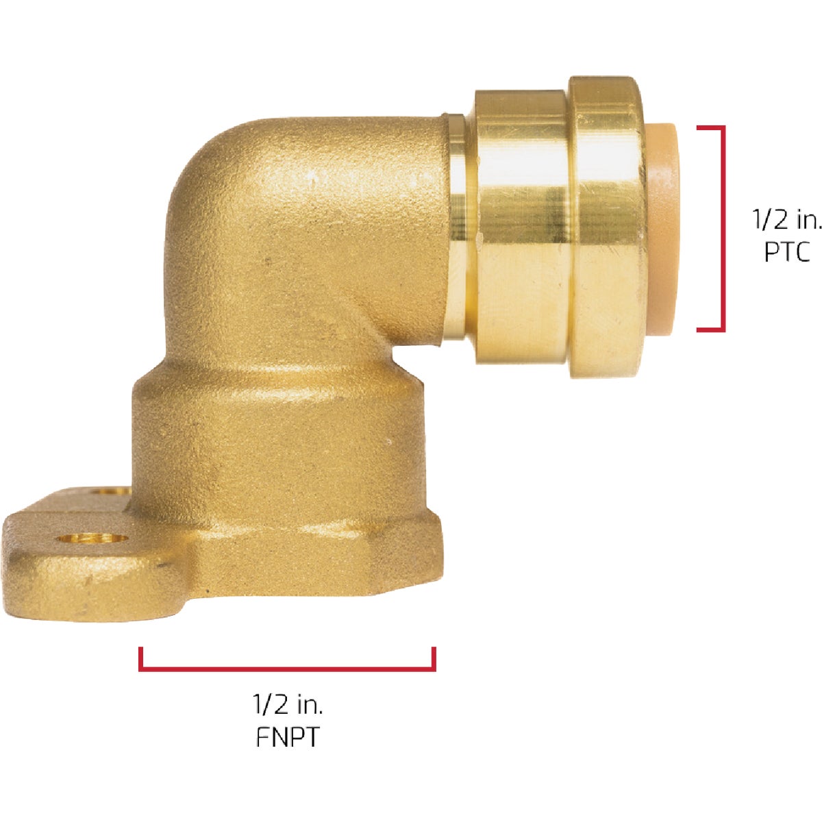 QuickFitting 1/2 In. Push-to-Connect x 1/2 In. FNPT Brass 90 Deg Hy-Ear Elbow Image 6