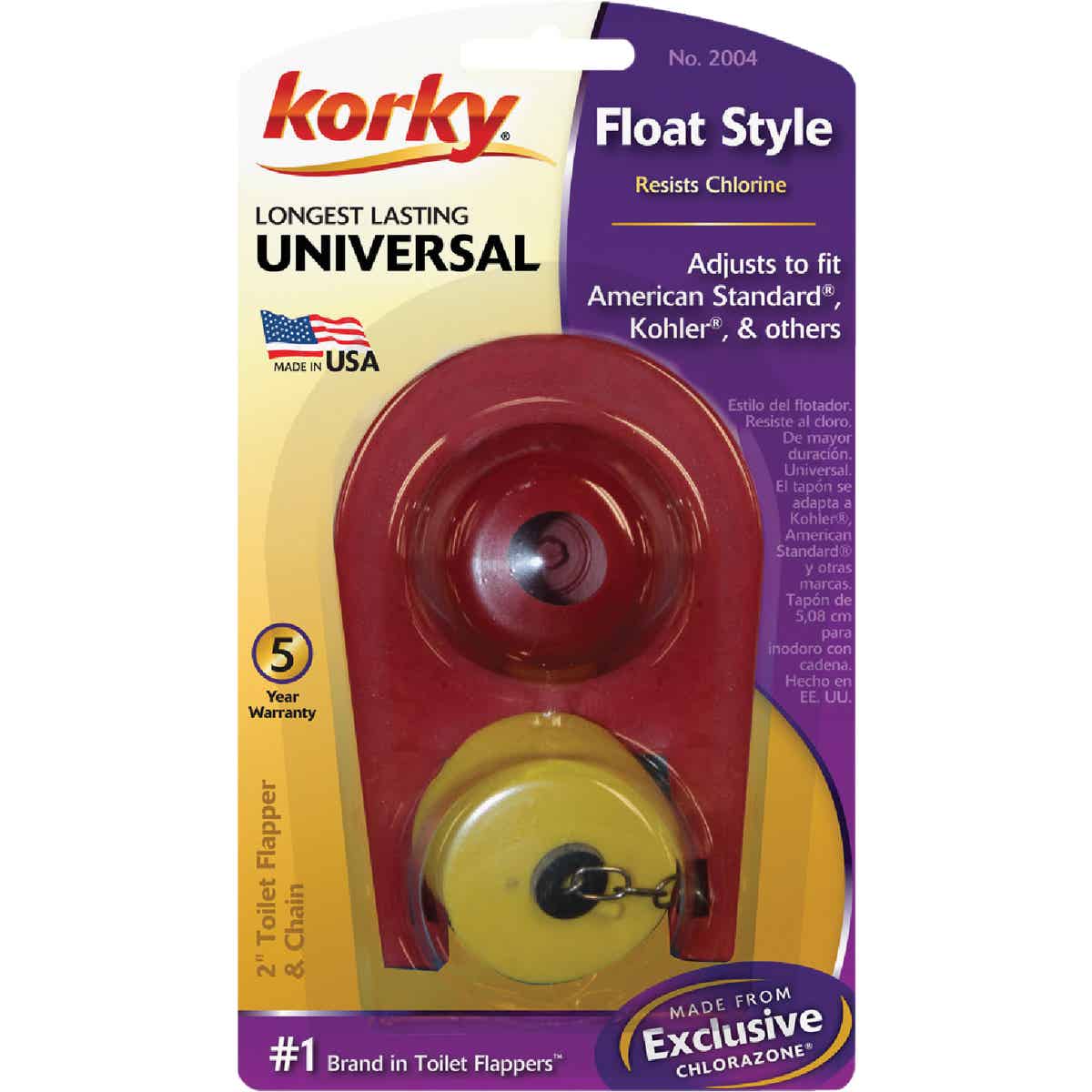 Korky Plus 2 In. Rubber Adjustable Flapper with Float and Chain Image 2