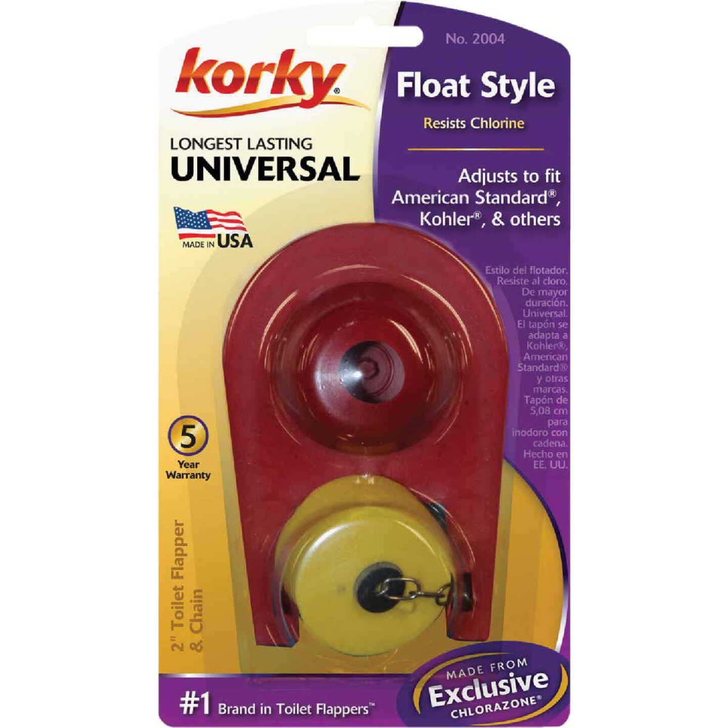Korky Plus 2 In. Rubber Adjustable Flapper with Float and Chain Image 2
