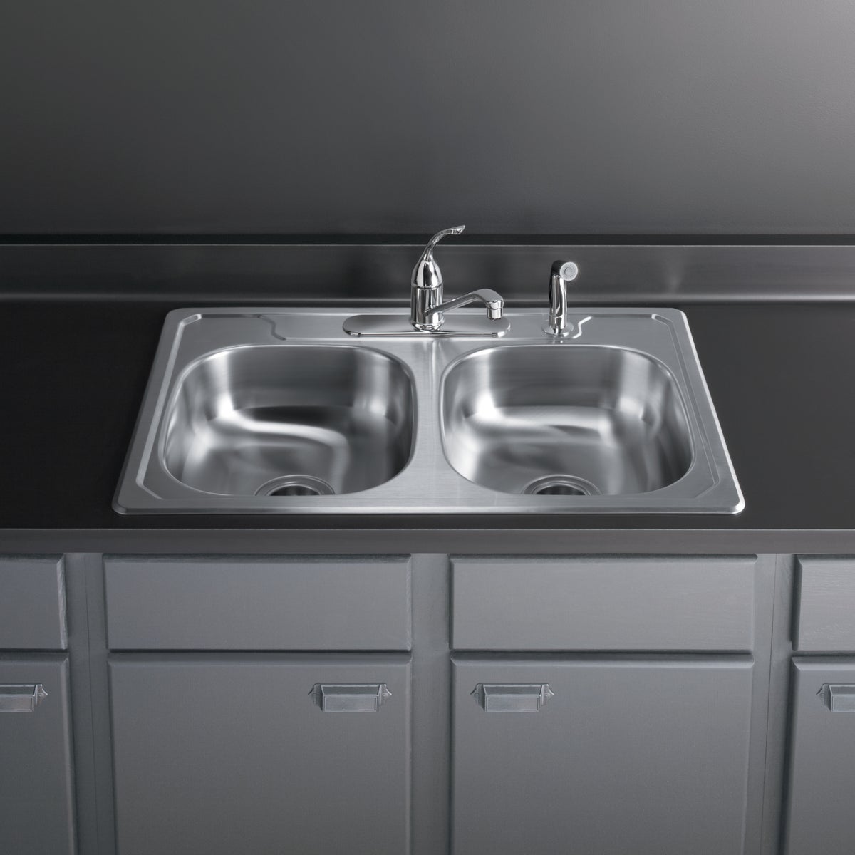 Sterling Middleton Double Bowl 33 In. x 22 In. x 6 In. Deep Stainless Steel Drop-In Kitchen Sink Image 2