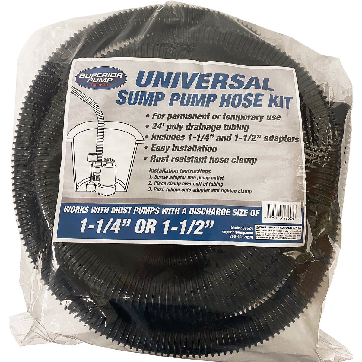 Superior Pump 1-1/4 In. Dia. x 24 Ft. L Universal Sump Pump Hose Kit Image 3