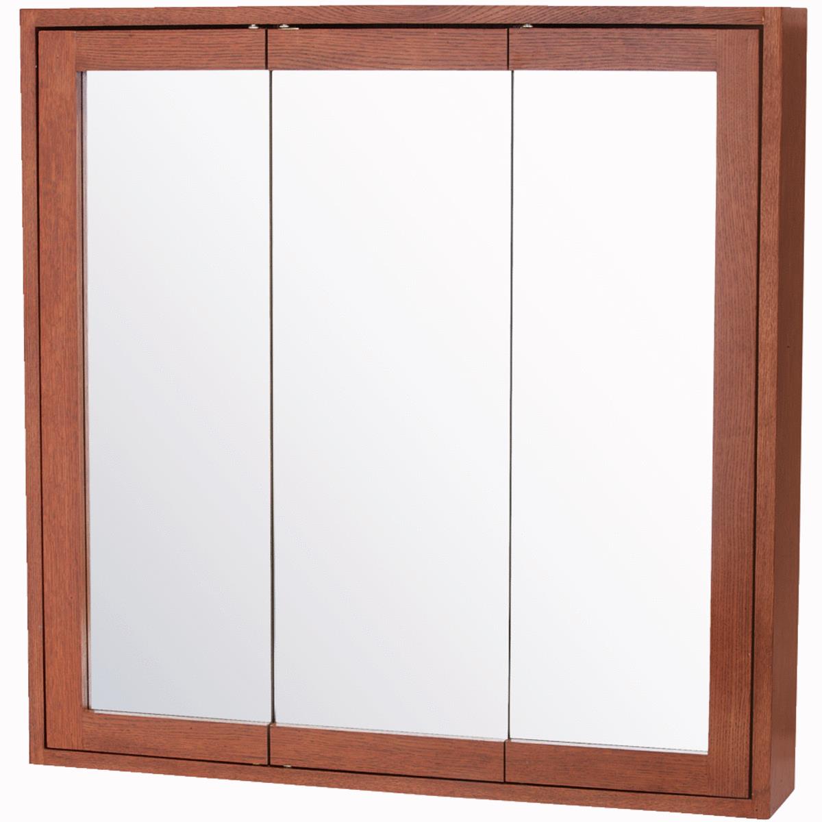 Sunny Wood Franciscan Mission Oak 30 In. W x 30 In. H x 5 In. D Tri-View Surface Mount Medicine Cabi