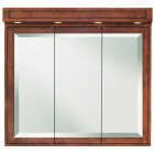 Sunny Wood Franciscan Mission Oak 36 In. W x 30 In. H x 5 In. D Tri-View Surface Mount Medicine Cabi Image 2