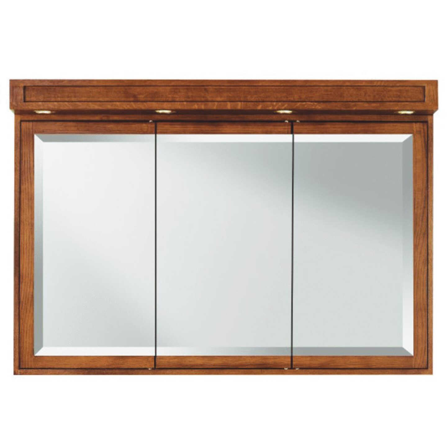Sunny Wood Franciscan Mission Oak 48 In. W x 30 In. H x 5 In. D Tri-View Surface Mount Medicine Cabi Image 1