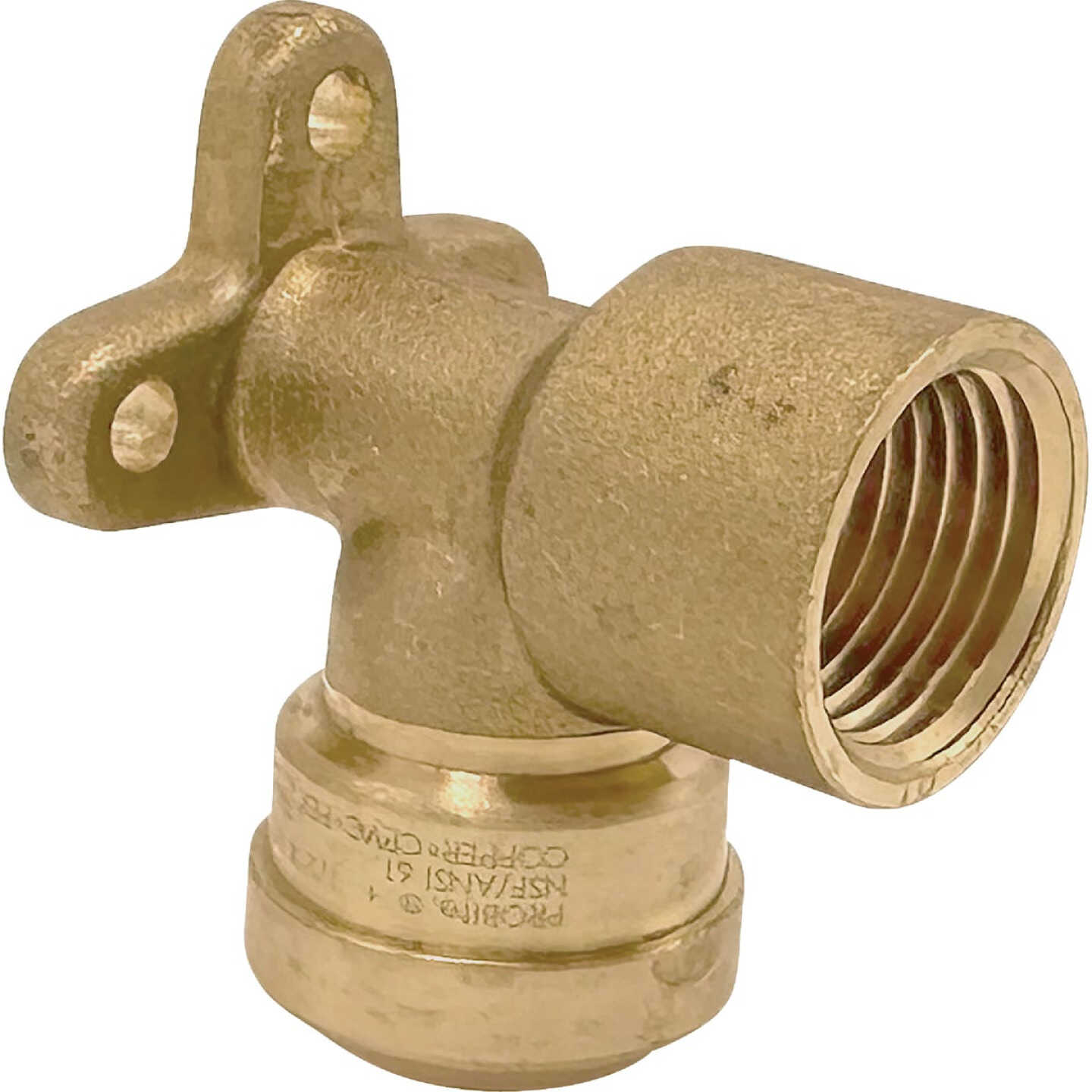 QuickFitting 1/2 In. Push-to-Connect x 1/2 In. FNPT Brass 90 Deg Drop Ear Elbow Image 1