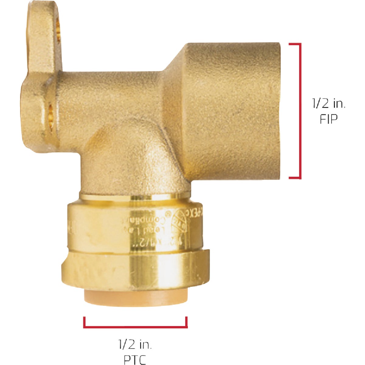 QuickFitting 1/2 In. Push-to-Connect x 1/2 In. FNPT Brass 90 Deg Drop Ear Elbow Image 5
