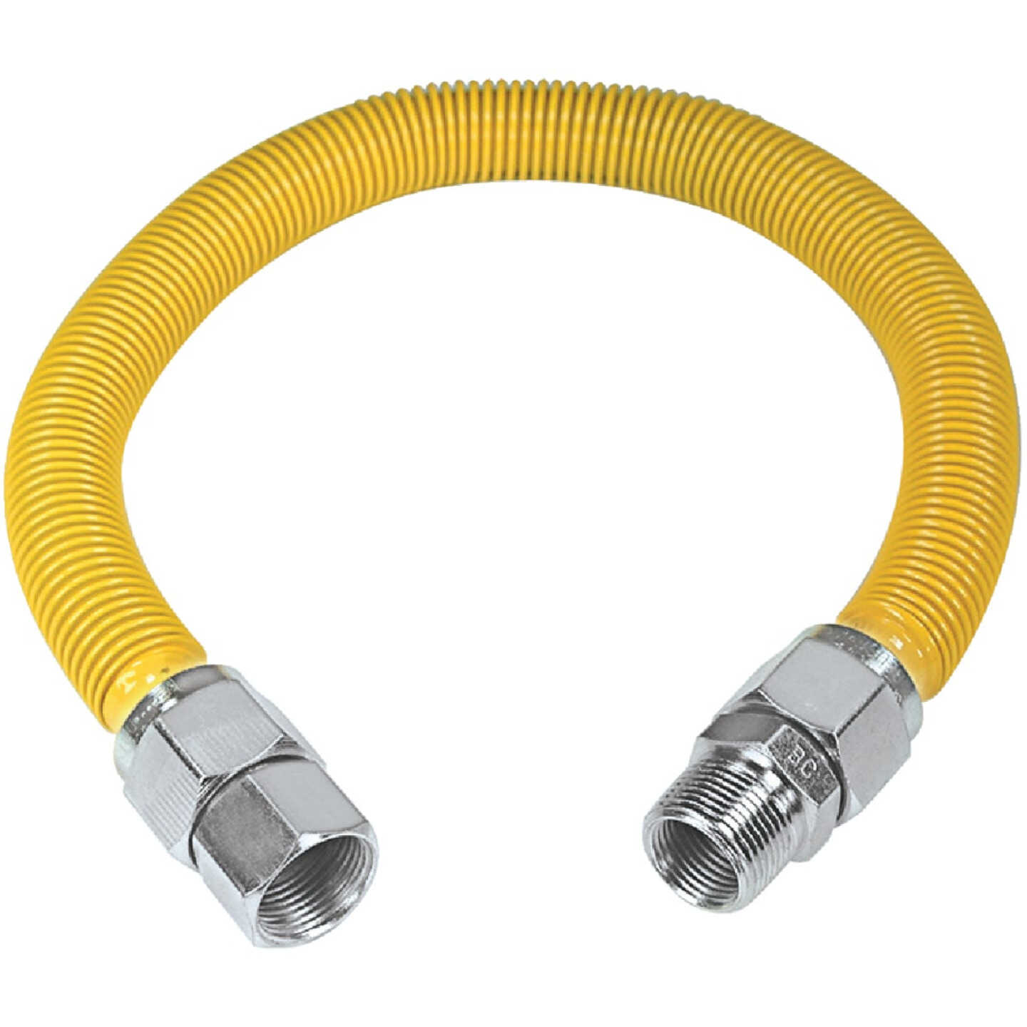 Dormont 1 In. OD x 24 In. Coated Stainless Steel Gas Connector, 3/4 In. FIP x 3/4 In. MIP (Tapped 1/2 In. FIP) Image 1