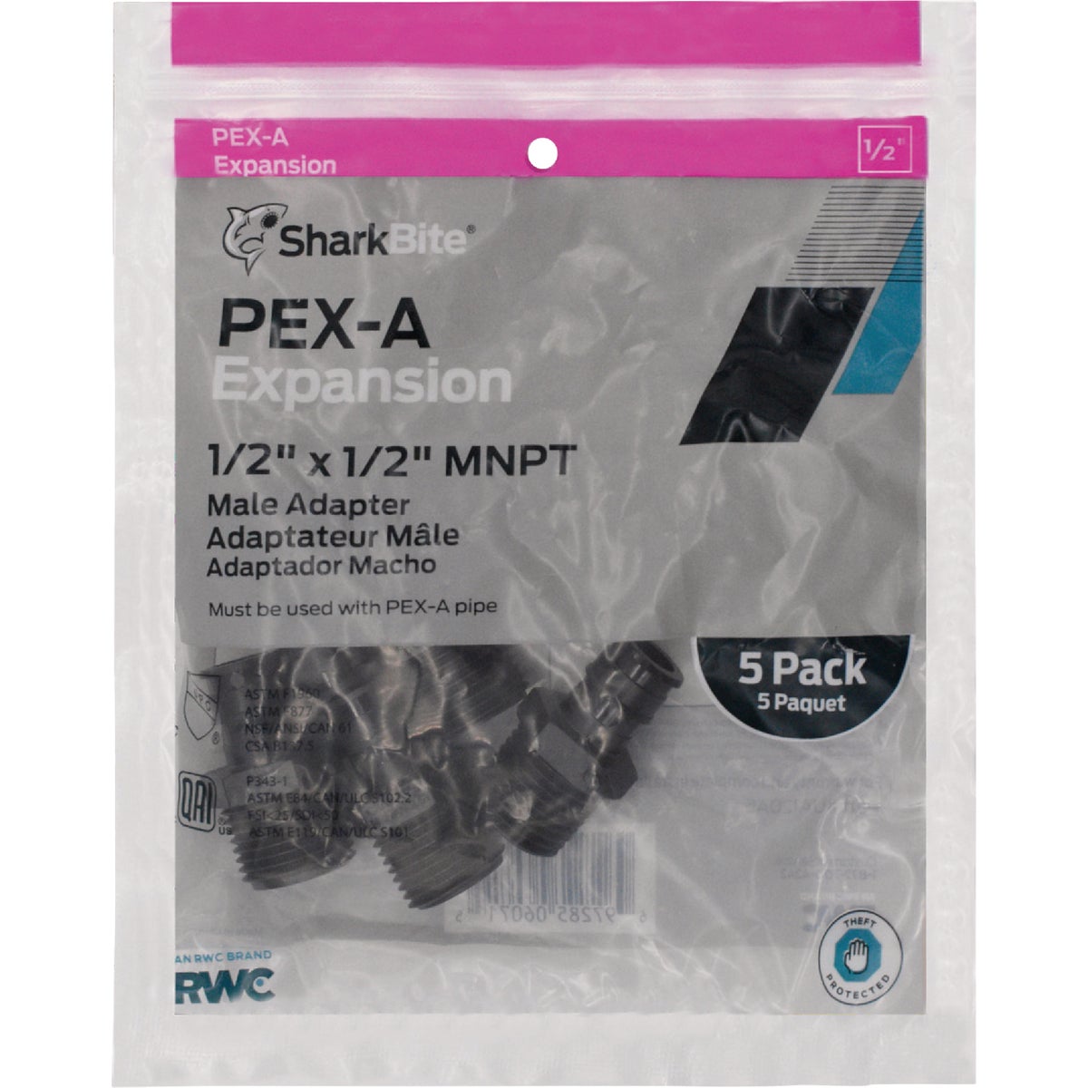 SharkBite 1/2 In. PEX-A x 1/2 In. MNPT Poly Adapter (5-Pack) Image 2