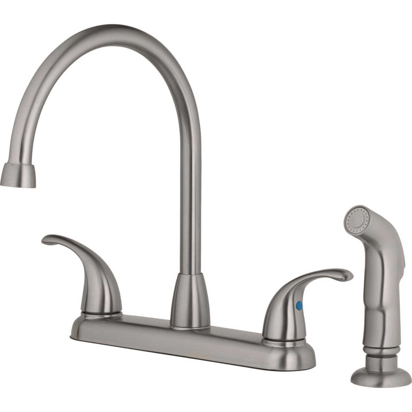 Homepointe 3-Hole Low Arc Kitchen Faucet with Side Sprayer, Stainless Steel Image 1
