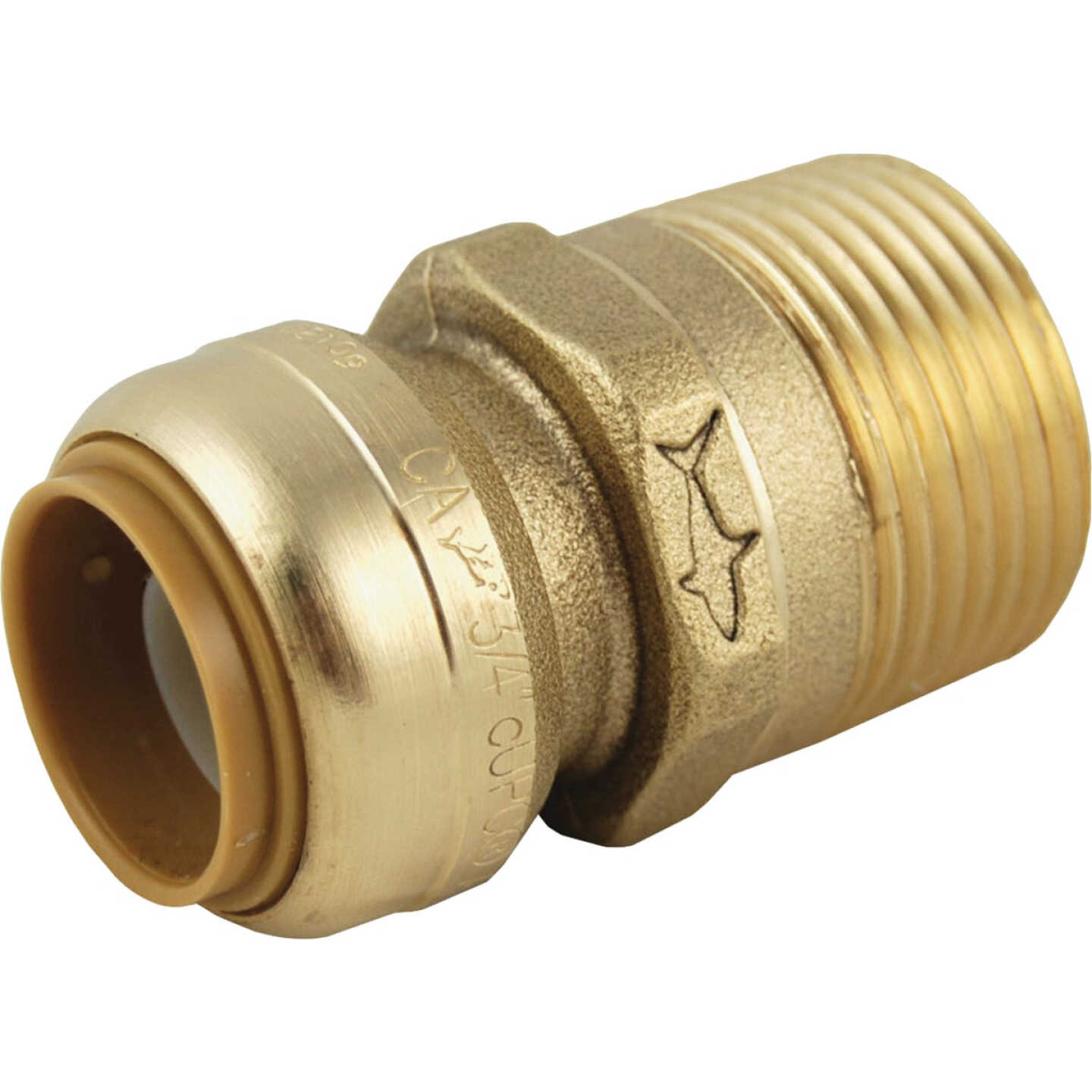 SharkBite 3/4 In. x 1 In. MNPT Straight Brass Push-to-Connect Male Adapater Image 1