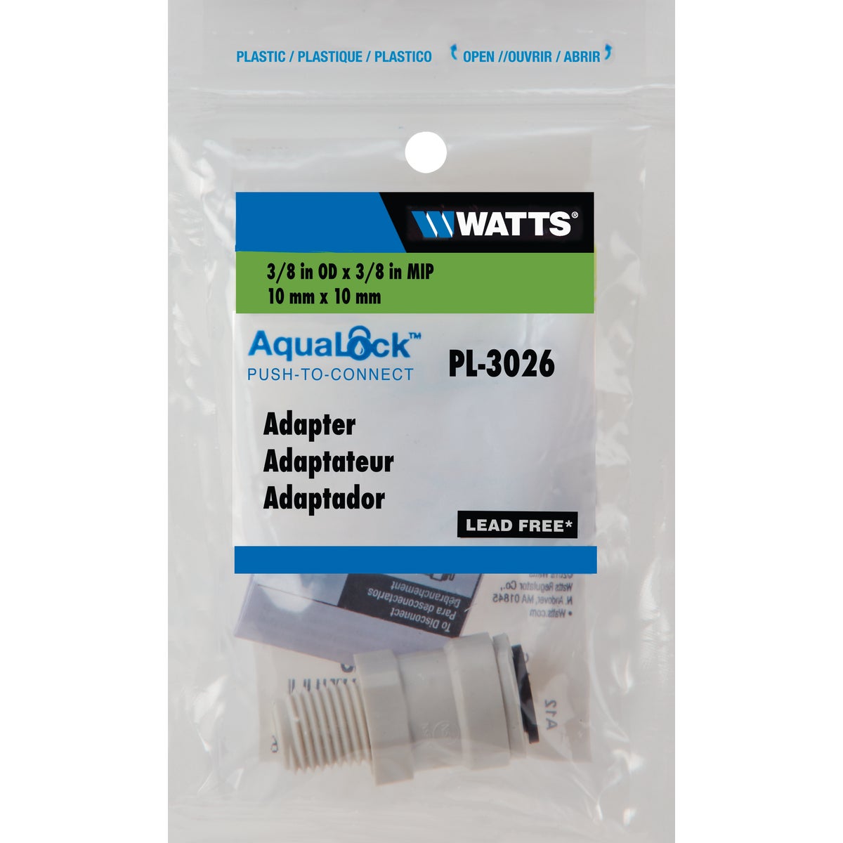 Watts Aqualock 3/8 In. OD x 3/8 In. MPT Push-to-Connect Plastic Adapter Image 2
