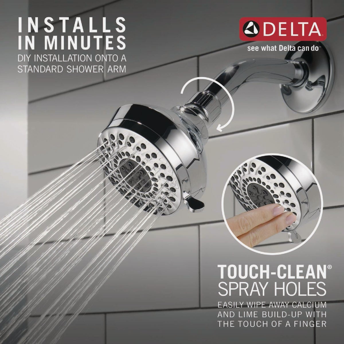 Delta 3-Spray 1.75 GPM Fixed Shower Head, Chrome Image 3