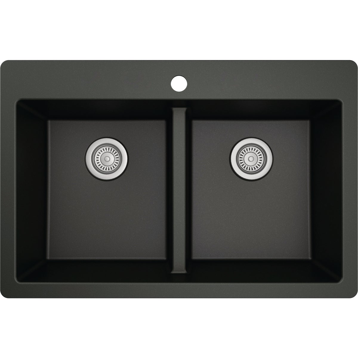Karran 33 In. x 22 In. Black Quartz Drop-In Double Bowl Kitchen Sink
