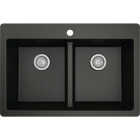 Karran 33 In. x 22 In. Black Quartz Drop-In Double Bowl Kitchen Sink Image 1