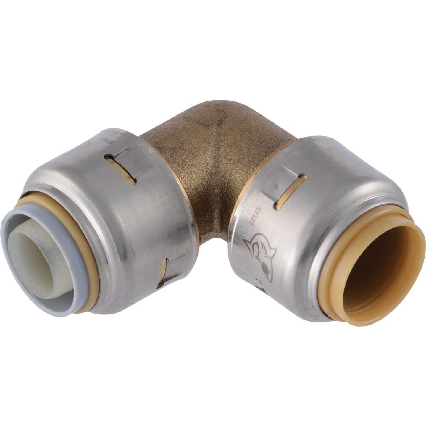 SharkBite 1/2 In. CTS x 1/2 In. Polybutylene 90 Deg. Push-to-Connect Conversion Brass Elbow Image 1