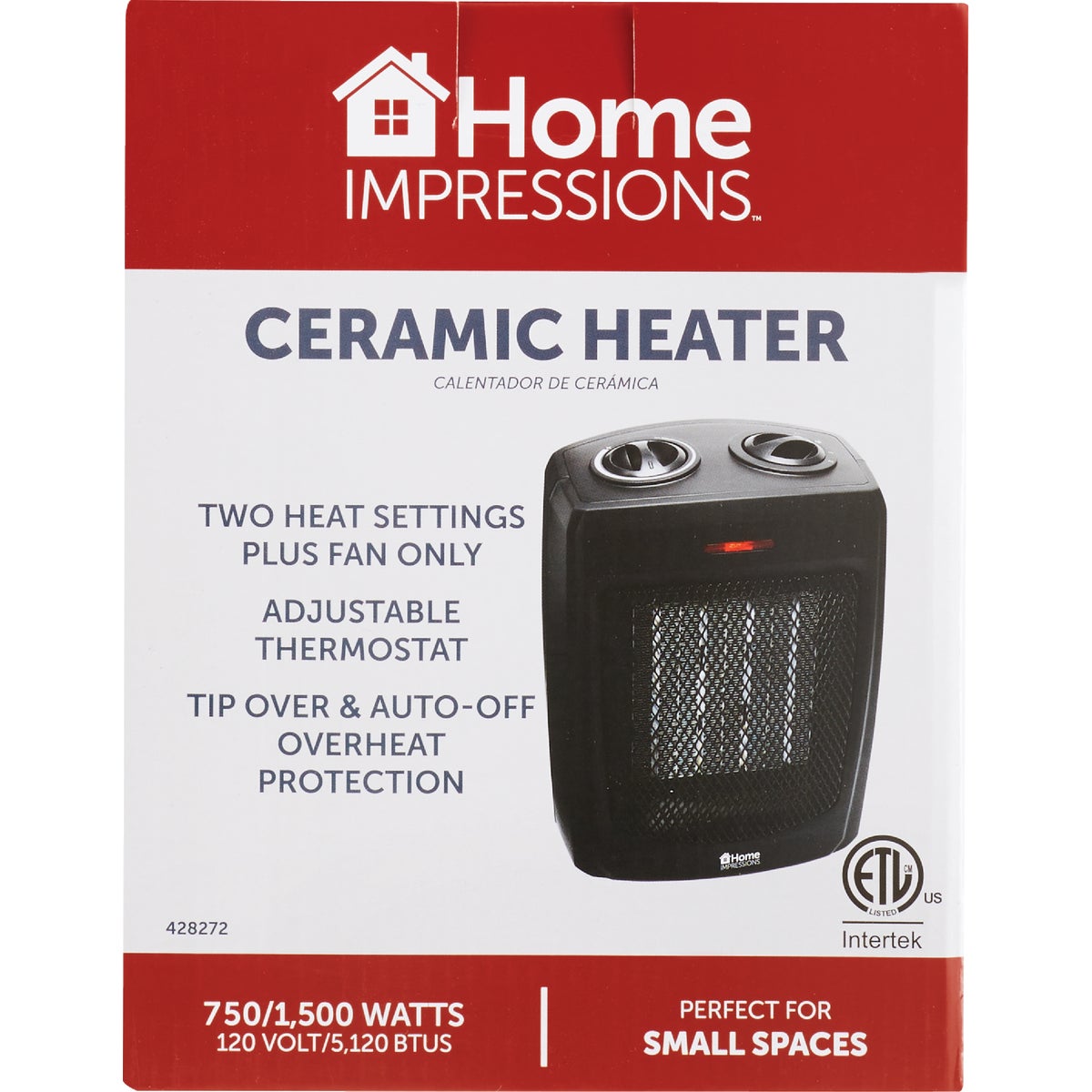 Home Impressions 1500W 120V Ceramic Space Heater Image 2
