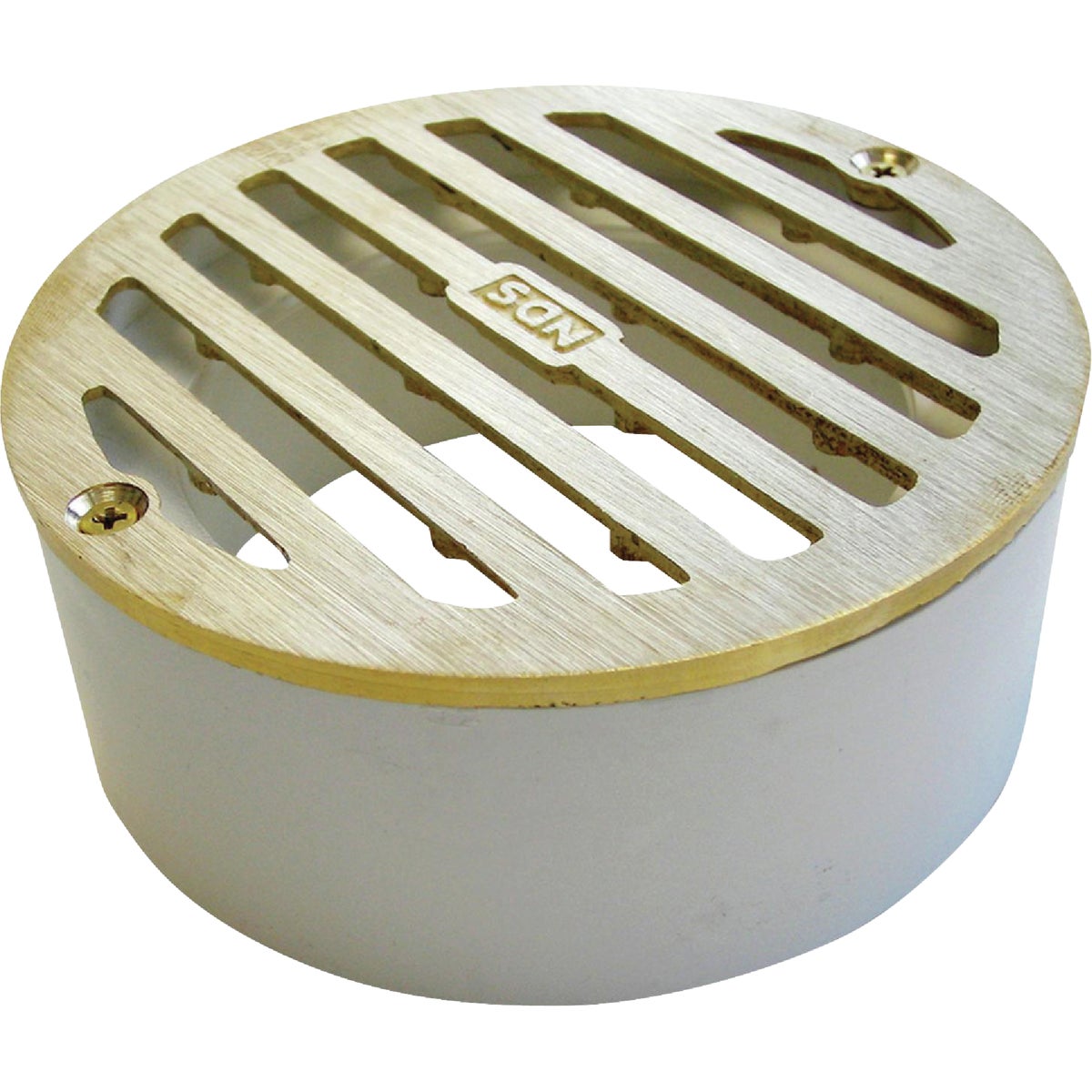 NDS 3 In. Satin Brass PVC Round Grate with Collar