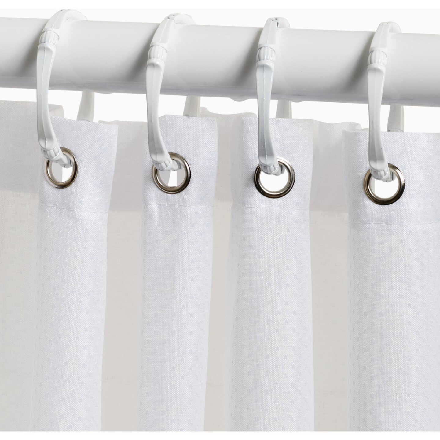 Zenith Zenna Home 70 In. x 72 In. White Fabric Shower Curtain Image 2