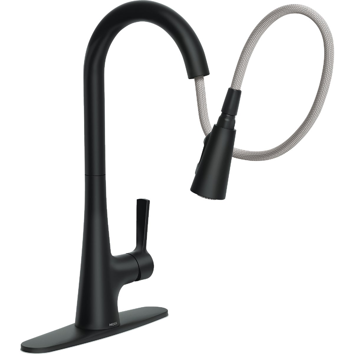 Mikah Matte Black One-Handle High Arc Pulldown Kitchen Faucet Image 4