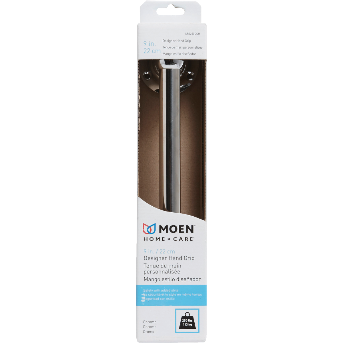 Moen Home Care 9 In. Designer Hand Grip, Chrome Image 2