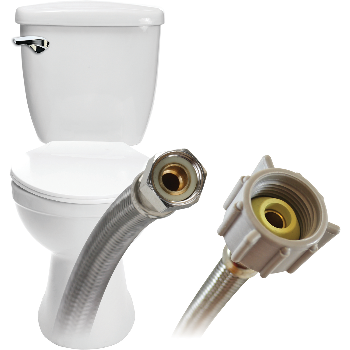 Fluidmaster 3/8 In. Comp x 7/8 In. Ballcock x 12 In. L Braided Stainless Steel Toilet Connector Image 3