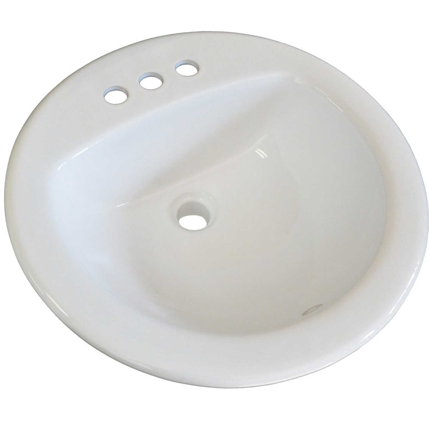 Compass Manufacturing Canton Oak Lawn Round Drop-In Bathroom Sink, White Image 1