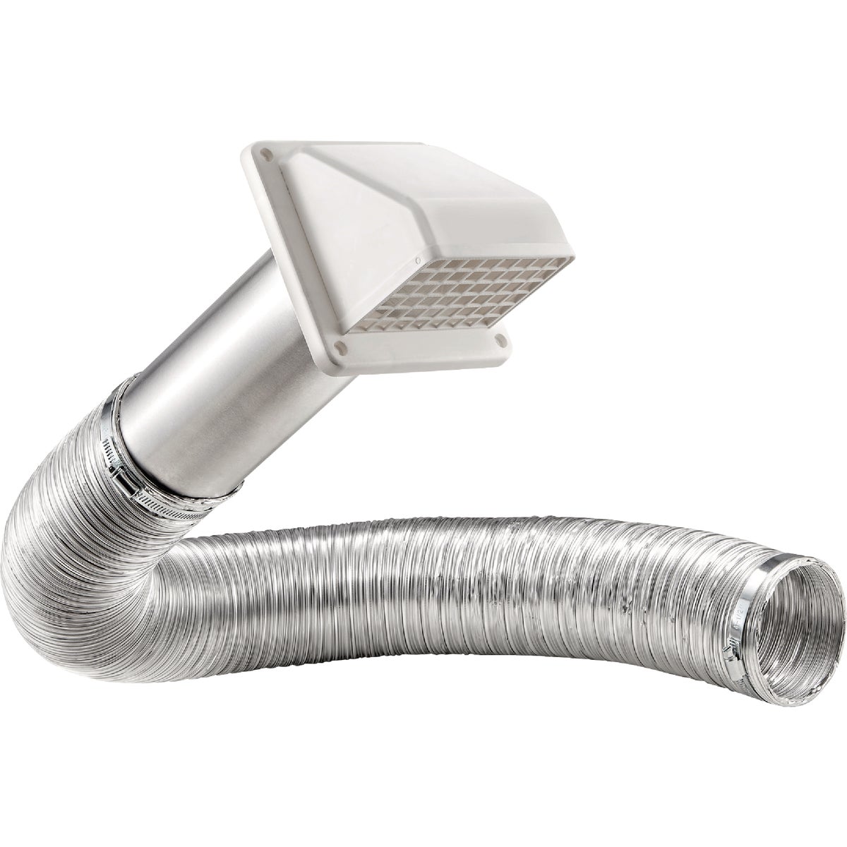 Lambro 4 In. x 8 Ft. Semi-Rigid Duct Exhaust Through-Wall Dryer Vent Kit, White (5-Piece)