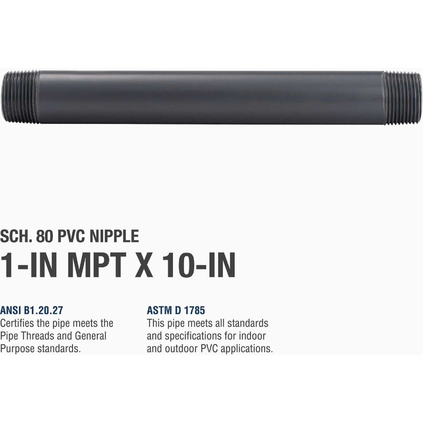 B&K 1 In. MIP x 10 In. Schedule 80 PVC Nipple Image 2