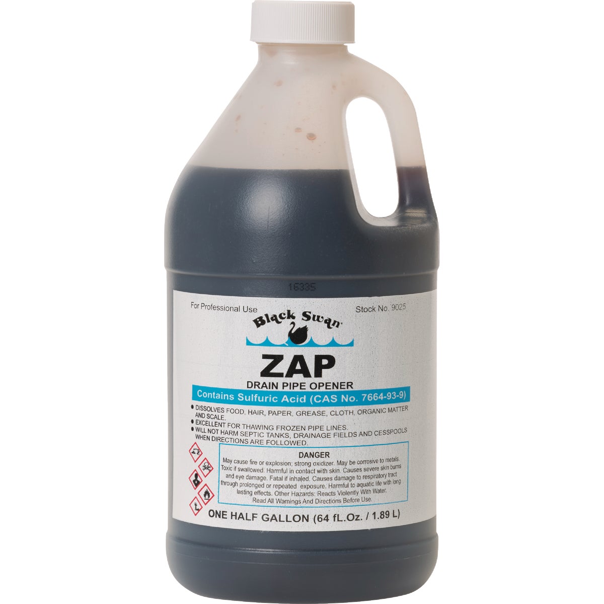 Black Swan Zap Sulfuric Acid Drain Opener with Odor Blanket, 1/2 Gal.