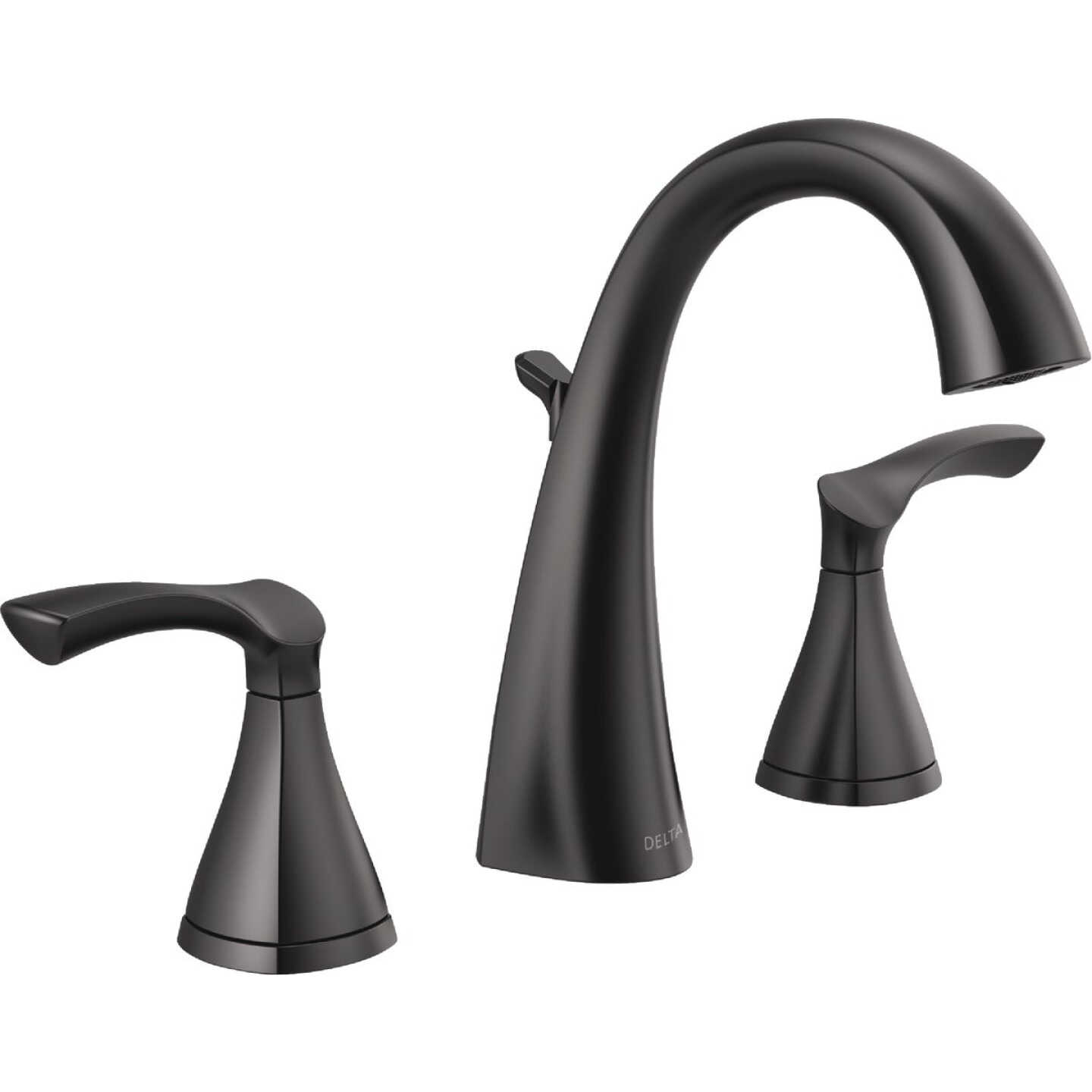 Delta Sandover Matte Black 2-Handle Widespread Bathroom Faucet Image 1