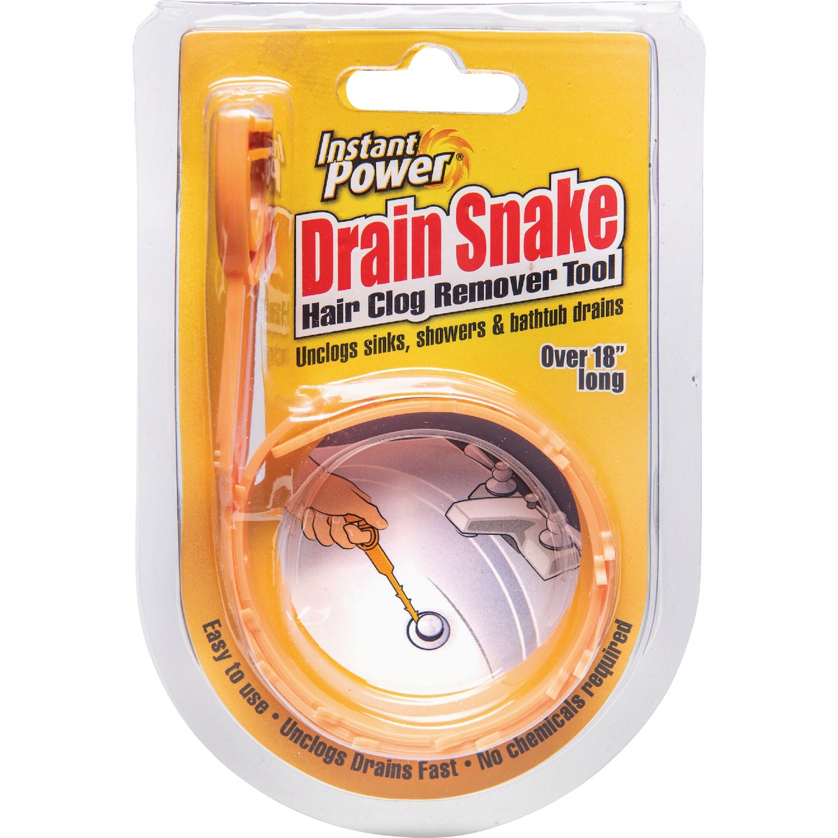 Instant Power Drain Snake 18 In. Hair Clog Removal Tool
