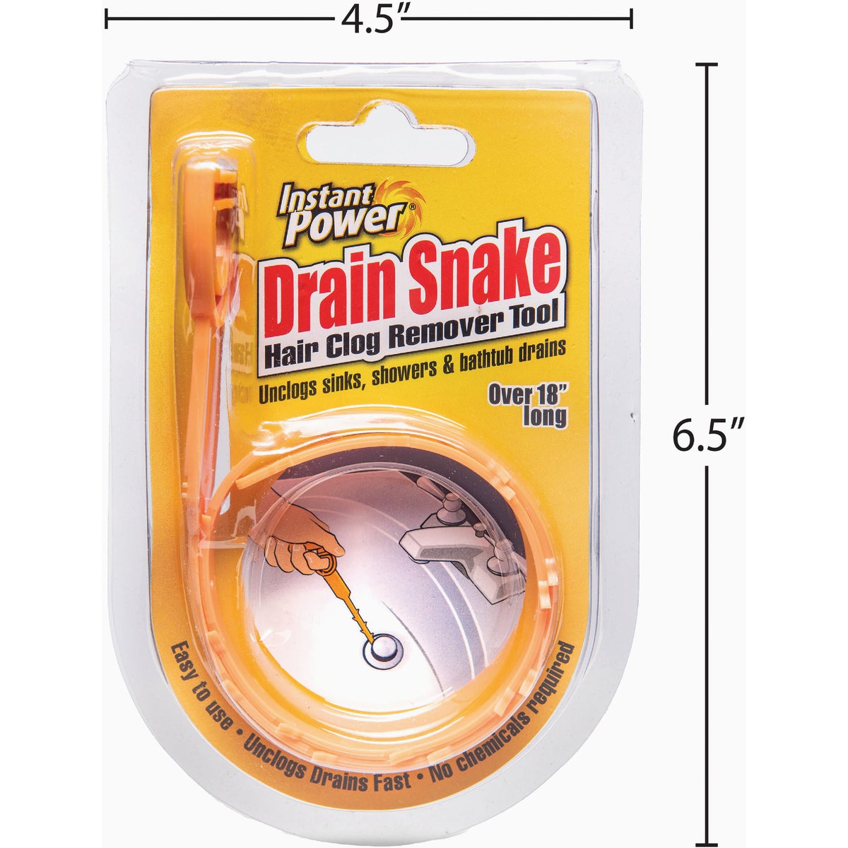 Instant Power Drain Snake 18 In. Hair Clog Removal Tool Image 2