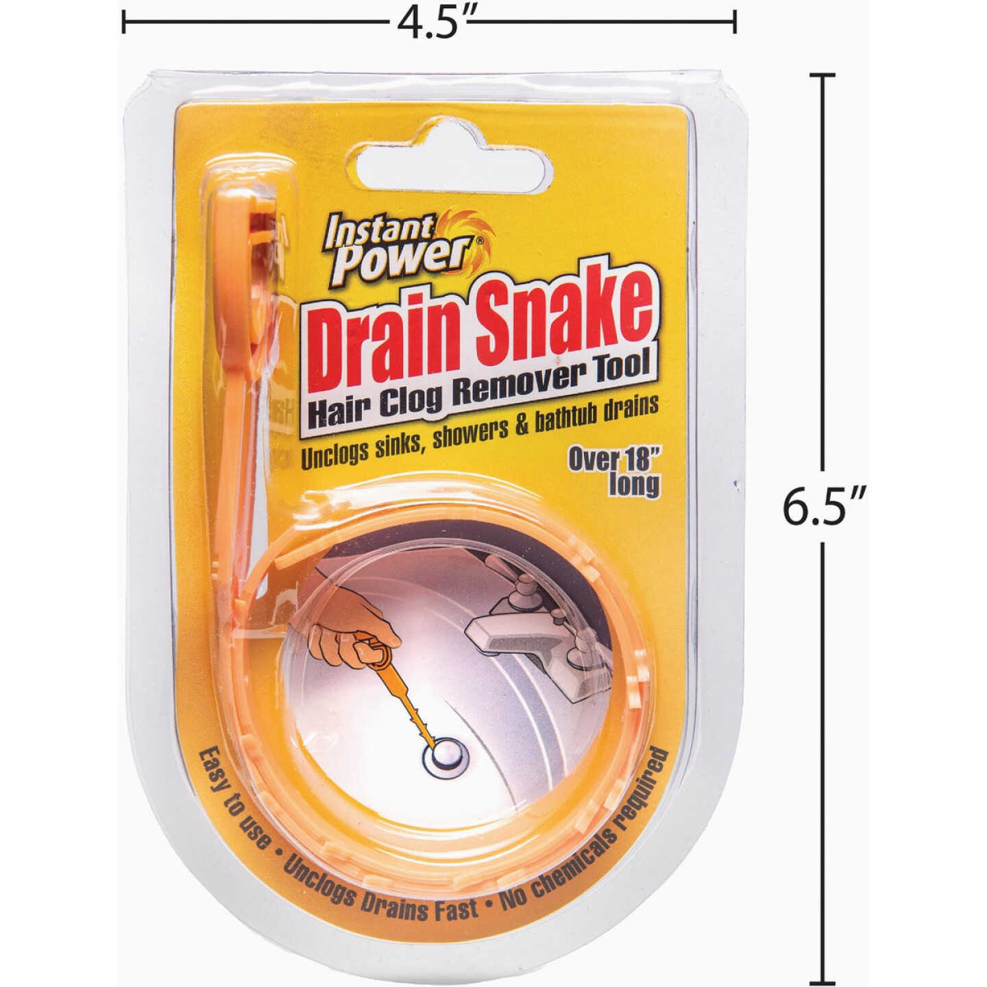 Instant Power Drain Snake 18 In. Hair Clog Removal Tool Image 2