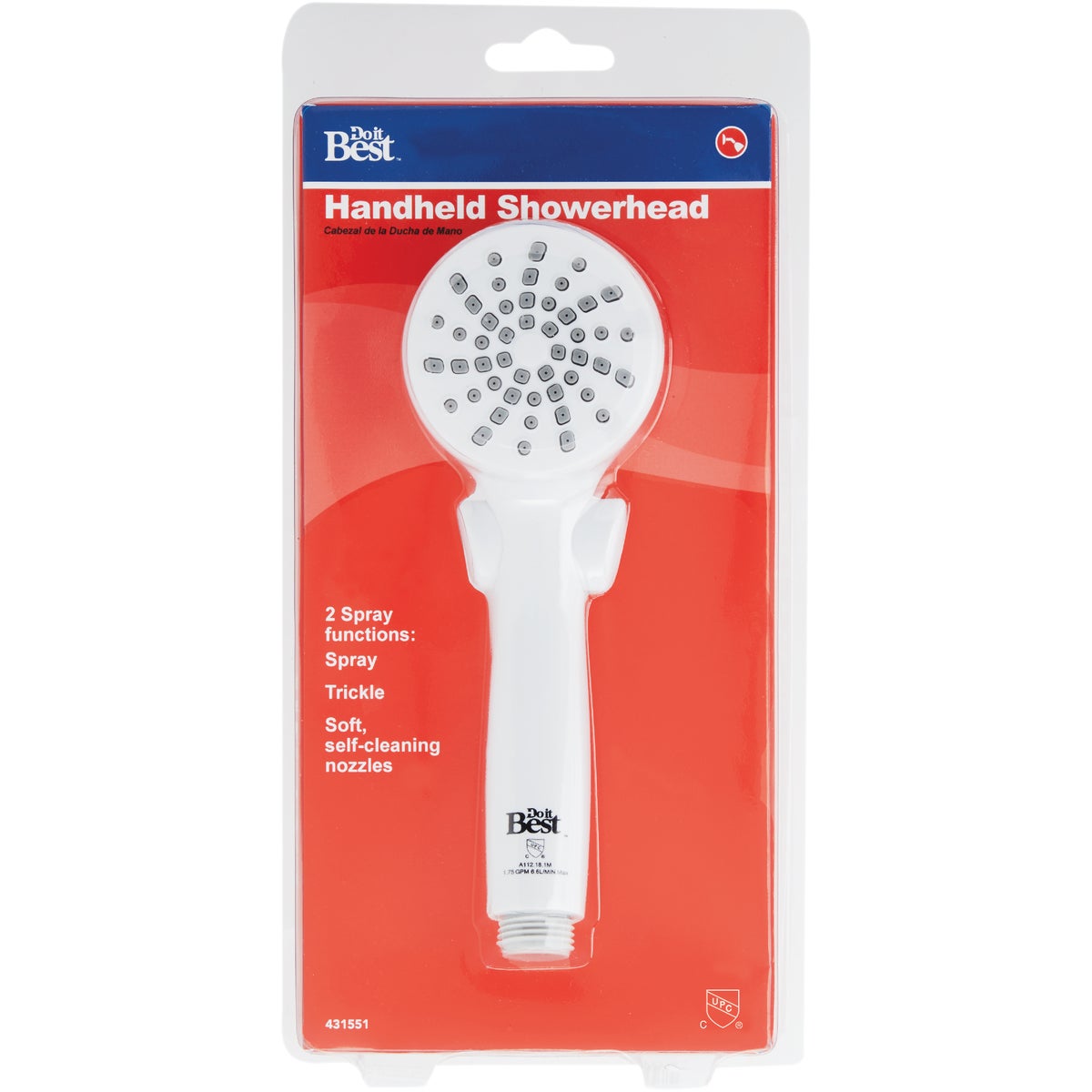 Home Impressions 2-Spray 1.8 GPM Handheld Shower Head, White Image 2