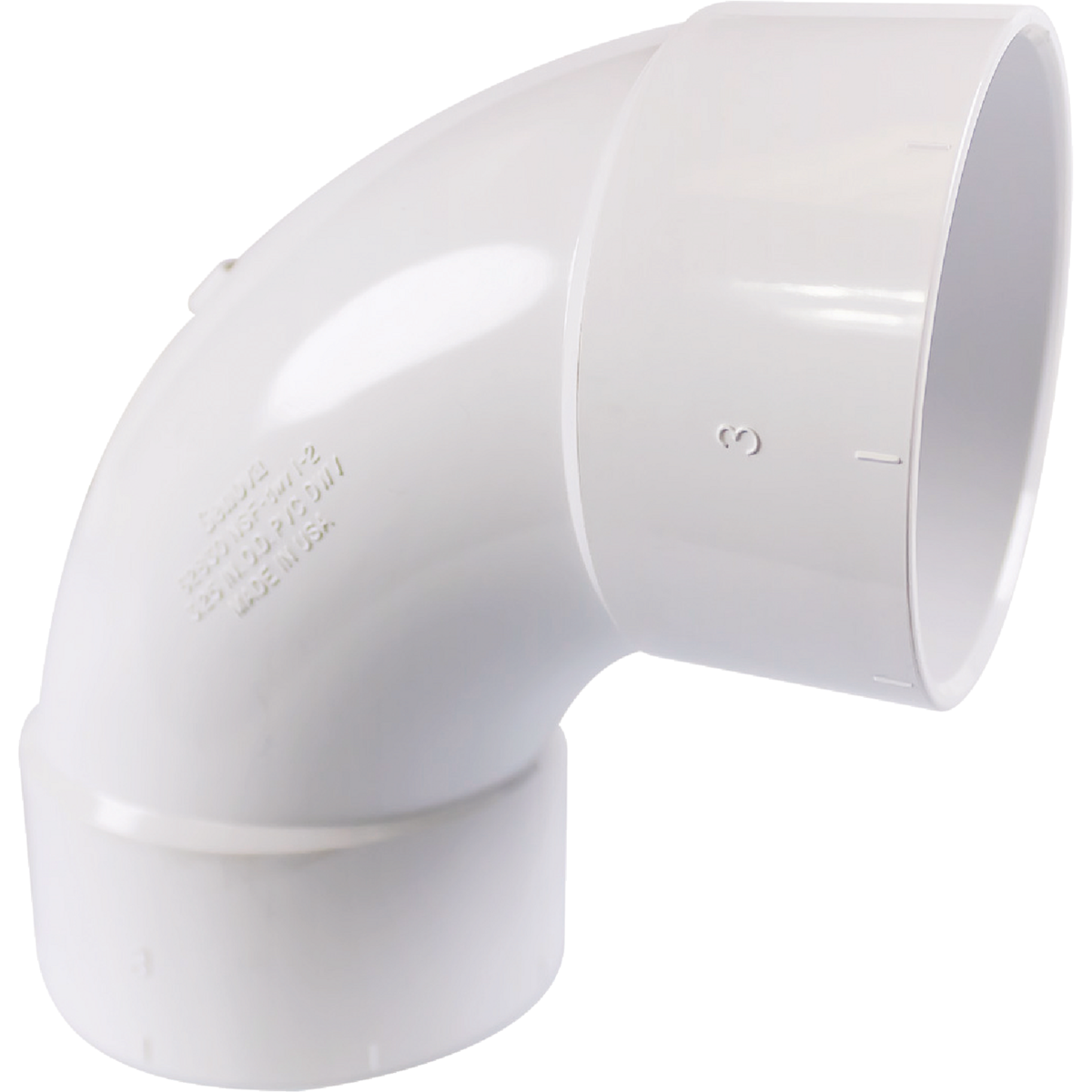 Charlotte Pipe 3 In. Schedule 30 90 Deg. Sanitary DWV PVC Elbow (1/4 Bend)