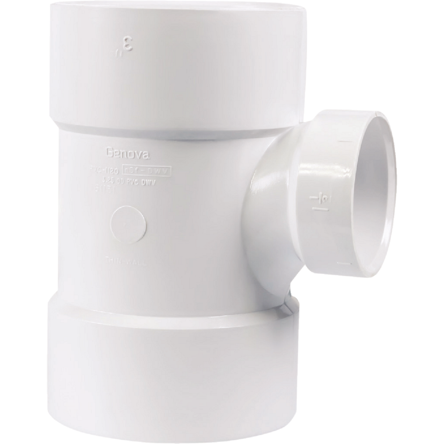 Charlotte Pipe 3 In. Sch 30 x 1-1/2 Sch 40 Reducing Sanitary PVC Tee Image 1